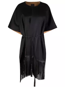 Шерстяная накидка с бахромой