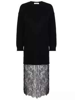 Шерстяное платье с кружевом VALENTINO