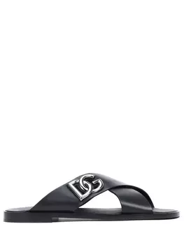 Шлепанцы кожаные DOLCE & GABBANA