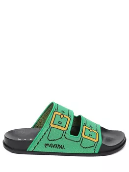 Шлепанцы текстильные с принтом MARNI