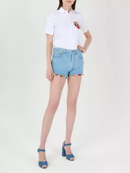 Шорты джинсовые с помпонами