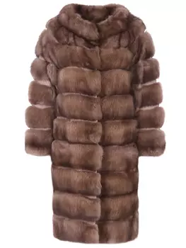 Шуба соболиная с кожей питона