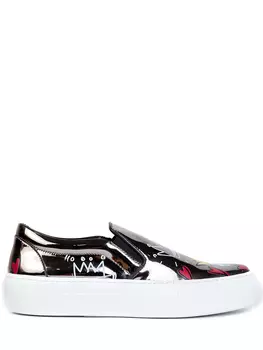 Слипоны кожаные с принтом SIMON SCOTT