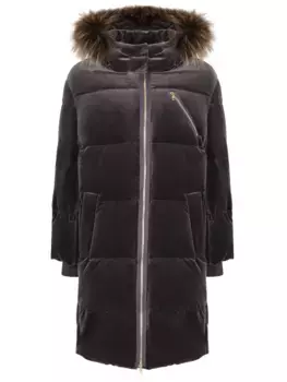 Стеганый пуховик с мехом