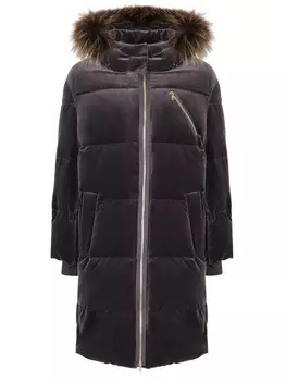 Стеганый пуховик с мехом