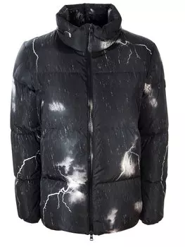 Стеганый пуховик с принтом