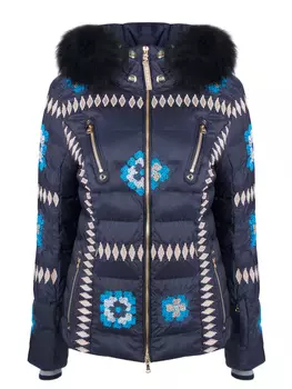 Стеганый пуховик с вышивкой