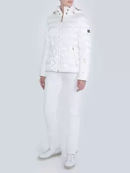 Стеганый пуховик с вышивкой