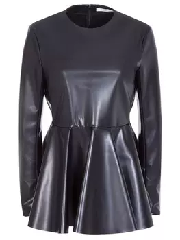 Топ с баской из эко кожи