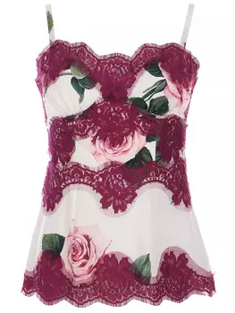 Топ шелковый с принтом DOLCE & GABBANA