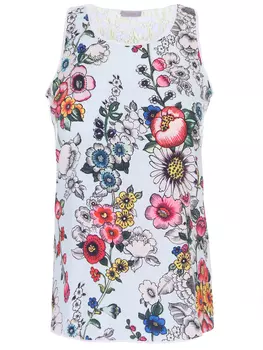 Топ шелковый с принтом и кружевом