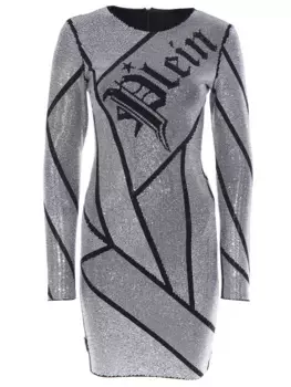 Трикотажное платье с принтом PHILIPP PLEIN