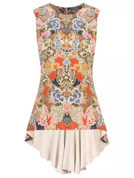 Туника из вискозы с принтом ALEXANDER MCQUEEN