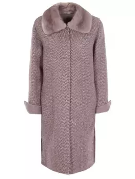 Твидовое пальто с мехом норки