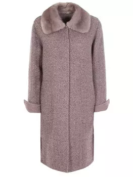 Твидовое пальто с мехом норки