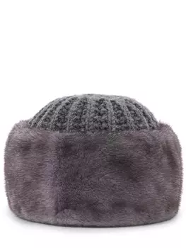 Вязаная шапка с мехом норки FURLAND