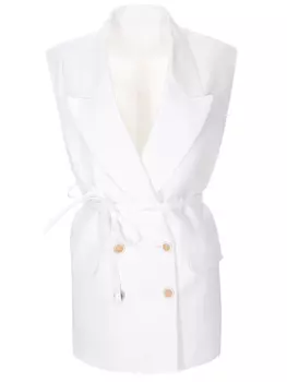 Жилет двубортный льняной