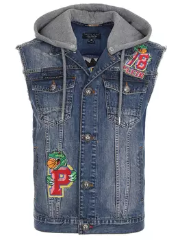 Жилет джинсовый с капюшоном PHILIPP PLEIN