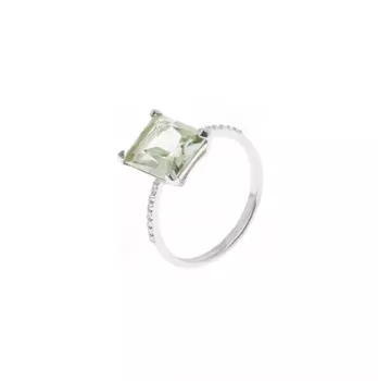 Baguette Green Amethyst Ring