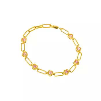 Браслет Amazing Gold Heart Bracelet - Pink