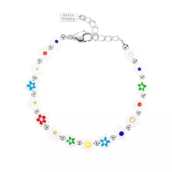 Браслет Flower Power White Silver Bracelet