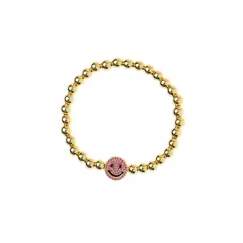 Браслет Gold Smiley Face Bracelet - Pink