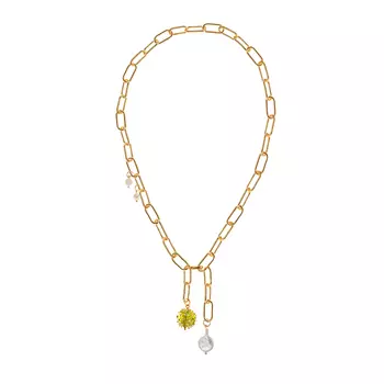 Цепь Golden Transformer Chain with Green Murano Bead and Pearls Necklace