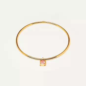 Чокер Gold Rigid Frame Necklace – Pink Square