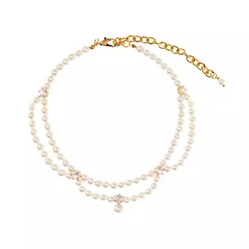 Чокер Golden Pearl Double Choker With Crystals