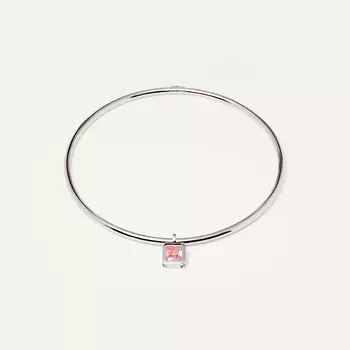Чокер Silver Rigid Frame Necklace – Pink Square