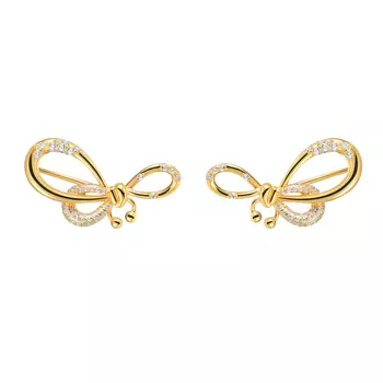Каффы Crystal Pierced Bow Earrings - Gold