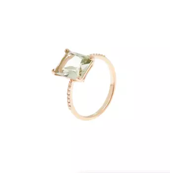 Кольцо Baguette Green Amethyst Gold Ring