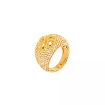 Кольцо Crystal Clover Signet Ring – Simple Gold
