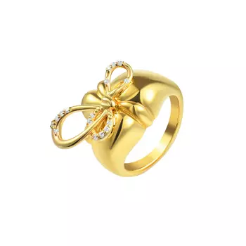 Кольцо Crystal Pierced Bow Ring - Gold