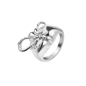 Кольцо Crystal Pierced Bow Ring - Silver