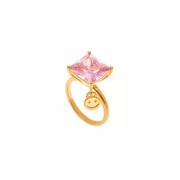 Кольцо Crystal Square Smile Ring - Pink