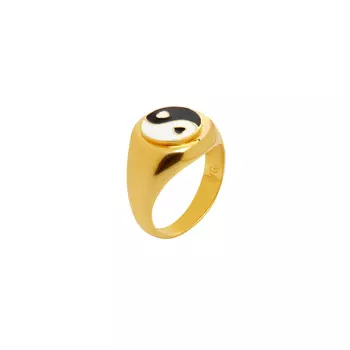 Кольцо Gold Black Yin Yang Ring