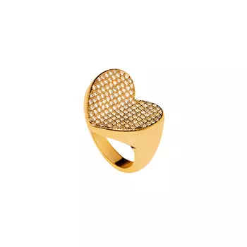 Кольцо Gold Heart-Shaped Ring With Crystals