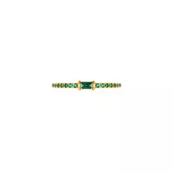 Кольцо Gold Thin Baguette Ring – Green