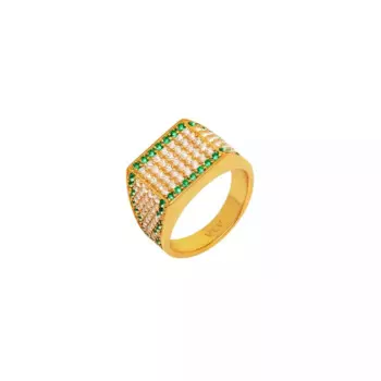 Кольцо Green Square Signet Ring - Gold