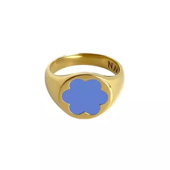 Кольцо-печатка Gold Forget-Me-Not Ring – Blue