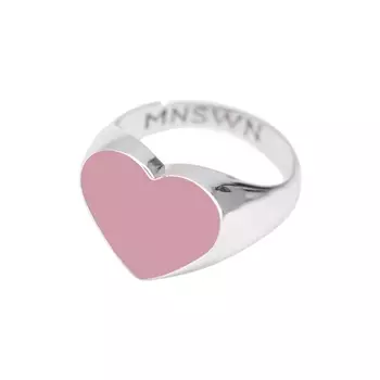 Кольцо-печатка Silver Big Pink Heart Ring