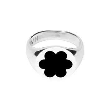 Кольцо-печатка Silver Forget-Me-Not Ring – Black