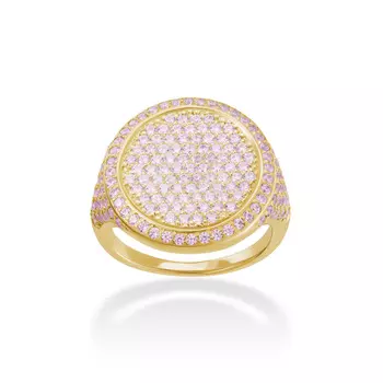 Кольцо Signet Ring With Zirconites - Pink Gold