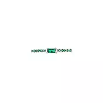 Кольцо Silver Thin Baguette Ring – Green