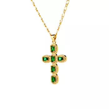 Колье Beany Cross Necklace – Green