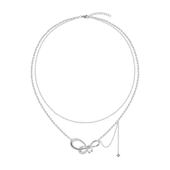 Колье Crystal Pierced Bow Necklace - Silver