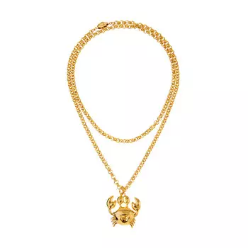 Колье Double Gold Plated Chain Necklace Whith Crab Charm