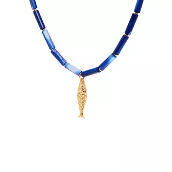 Колье Gold Fish Tube Necklace - Dark Blue