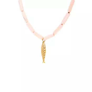 Колье Gold Fish Tube Necklace - Pink